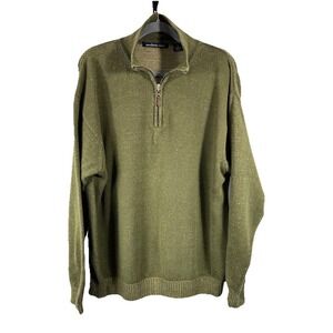Northern Isles Olive Green Quarter Zip Sweater XL Cotton Gorpcore Earthy Granola